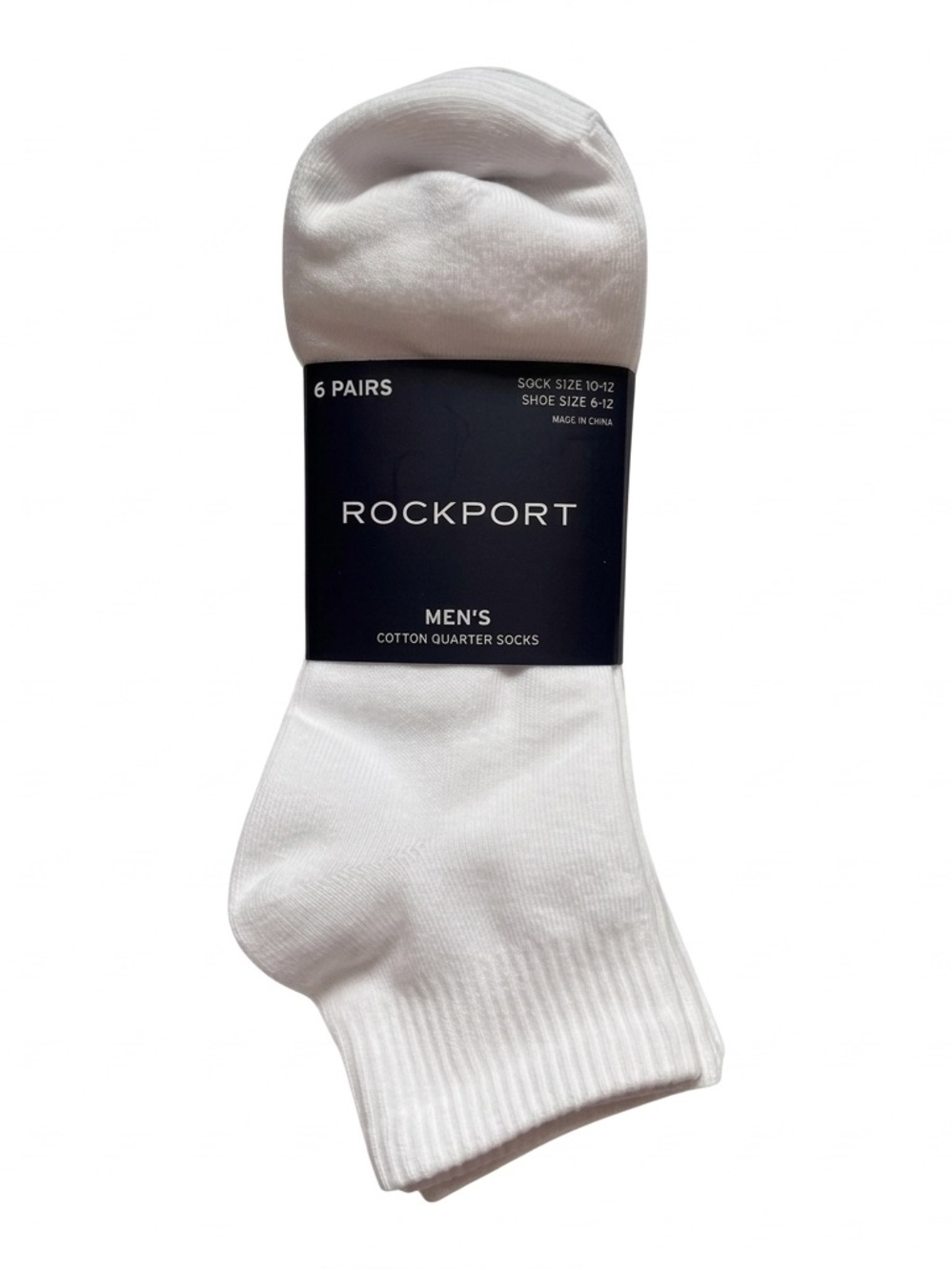 Rockport Men's Cotton Quarter Socks - White, Black, Gray (6 Pairs)